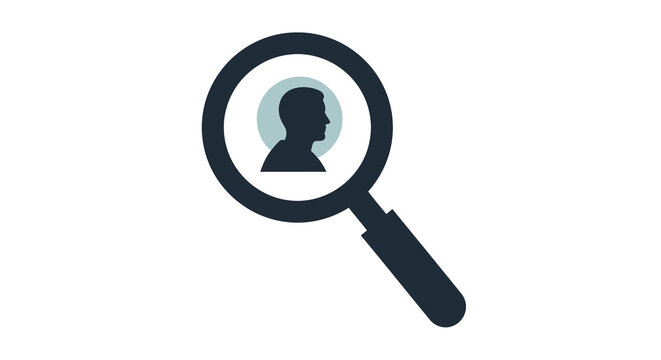 magnifying glass with person silhouette icon high quality