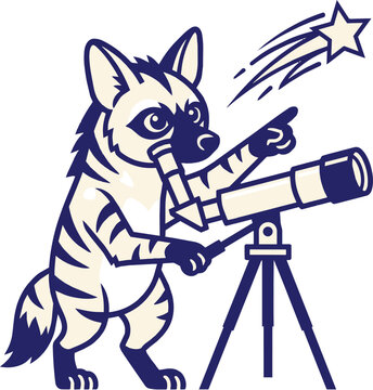 Astronomy aardwolf illustration for branding and logo