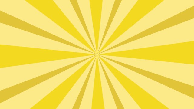 yellow banner with Sun rays, lines background, light stock illustration effects on animation video