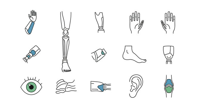 Prosthetic Limbs and Medical Technology Icons Set
