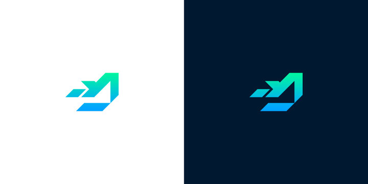 Abstract geometric logo design with a gradient of blue and green, symbolizing growth and forward momentum