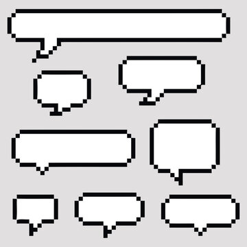 Set of Pixel Art Speech Bubbles