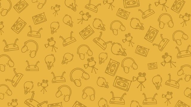 seamless pattern of technology music, idea and future icons set. minimal doodle style perfect for motion graphics.