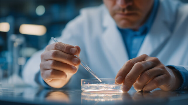 Induced pluripotent stem cell reprogramming specialist troubleshooting cell viability issues at laboratory bench, close up hands manipulating culture vessel under biosafety hood, focused regenerativ