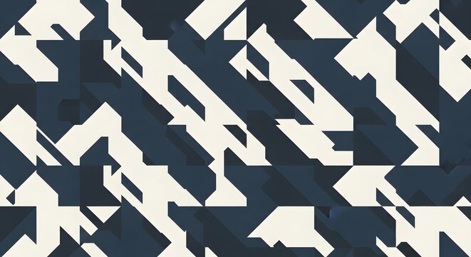 Abstract geometric pattern with dark blue and cream shapes, creating a modern and dynamic visual texture for digital design backgrounds