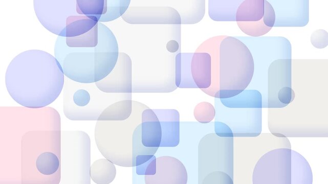 abstract light background with circles and squares, seamless looping pattern