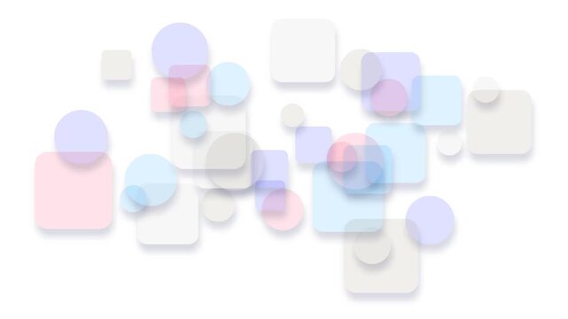 abstract light background with circles and squares, seamless looping pattern