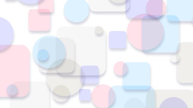 abstract light background with circles and squares, seamless looping pattern