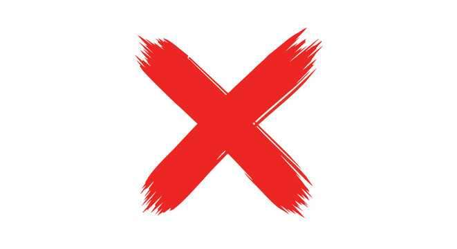 Red Grunge Brush Stroke Cross Mark Symbol