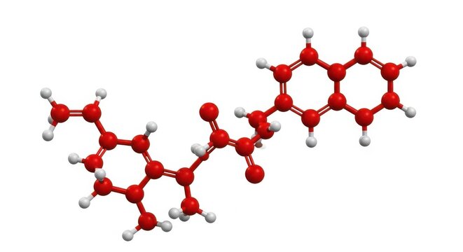 A 3d molecular structure model of a complex organic compound isolated on white background