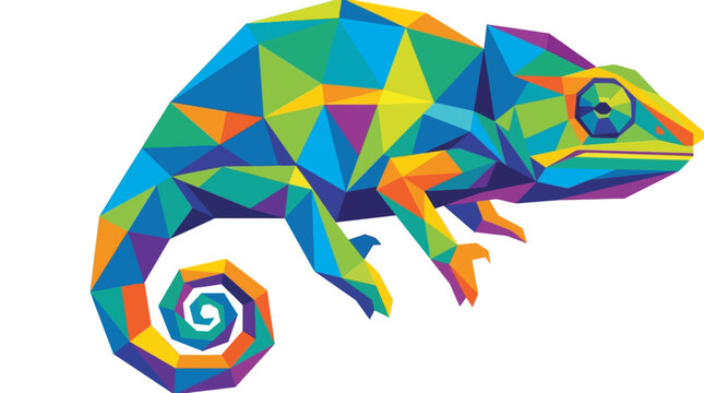 Geometric chameleon illustration colorful polygon design for creative visuals