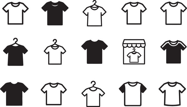 Set of T-Shirt Icons and Clothing Vector Symbols