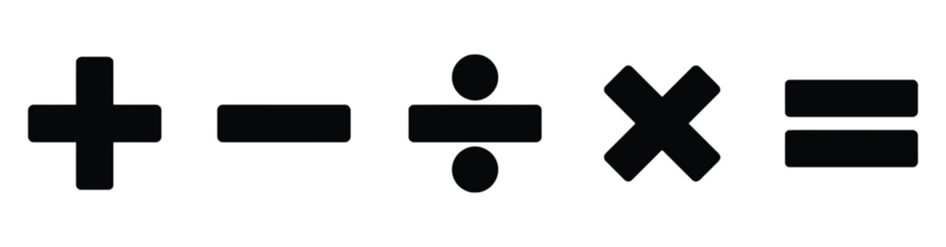 Set of Basic Mathematical Symbols Including Addition Subtraction Division Multiplication and Equals