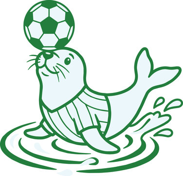Bicolor soccer seal mascot balancing ball for logo