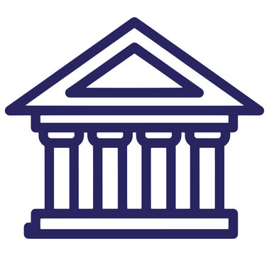 Simple illustration of a building with columns and triangular roof