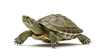 Obraz premium Turtle standing on white background with claws out no people transparent background