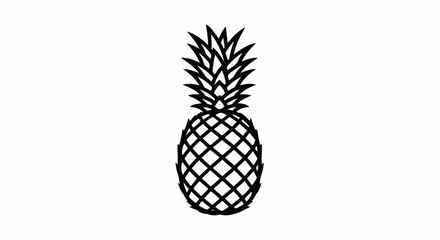 Obraz premium A simple black and white graphic illustration of a pineapple fruit