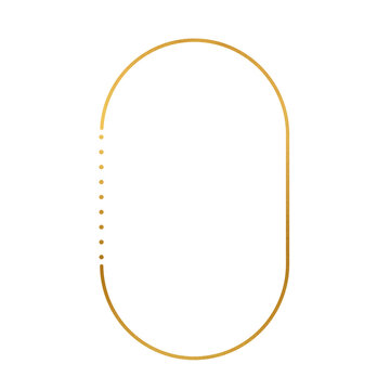 Gold Minimal Arch Frame Outline. Modern Luxurious Gold Aesthetic Background.