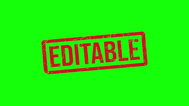 Red Editable Stamp Animation with Grunge Distressed Texture on White and Green Screen Background