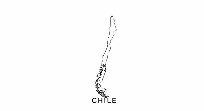 Outline map of Chile, a long, narrow South American country