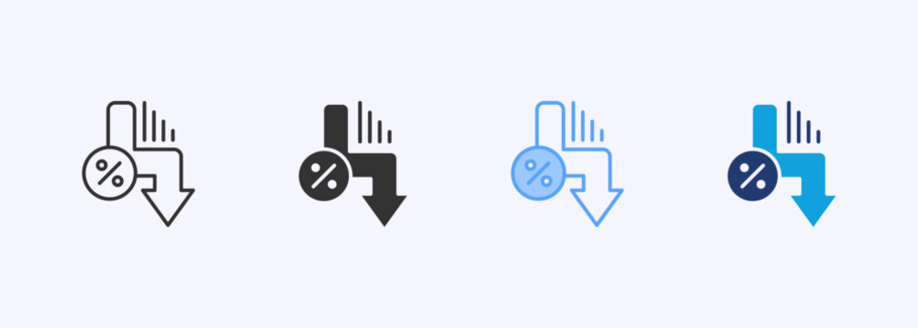Decrease Icon Set Color Multiple Style Collection Illustration