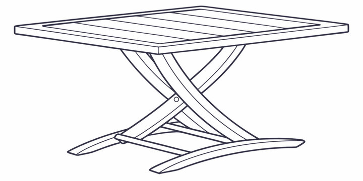 Minimalist line art illustration of a modern square table with an x-shaped base furniture minimalist interior decoration structure illustration geometric contemporary isolated furnishing