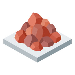 Pile of red rocks on plate. © Vulus