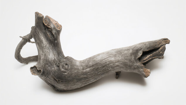 Old tree branch on white background