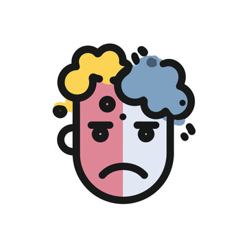Dual Emotion Face Icon Showing Sadness and Happiness