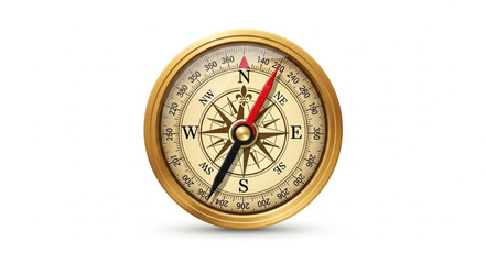 Antique Brass Compass Showing Directional Navigation. © Pae