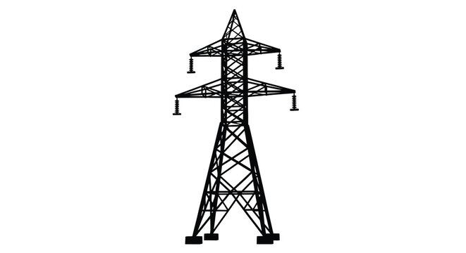 Electricity pylon silhouette against a white background