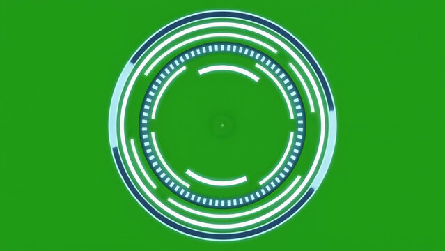 futuristic circle animation on a green screen background for digital technology design