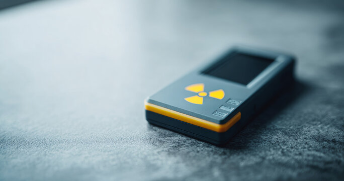 Portable radiation detector device close-up