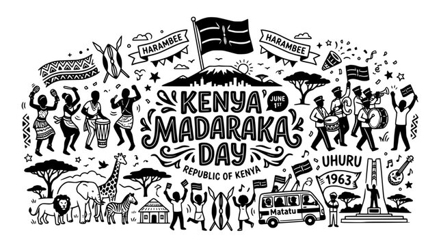 Kenya Madaraka Day Celebration Vector Art