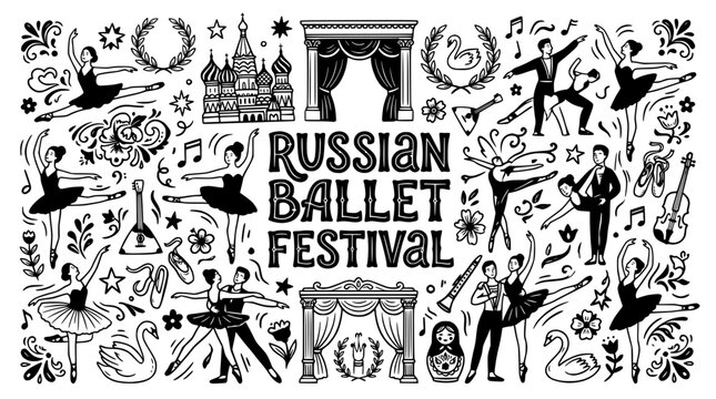 Russian Ballet Festival Doodle Art