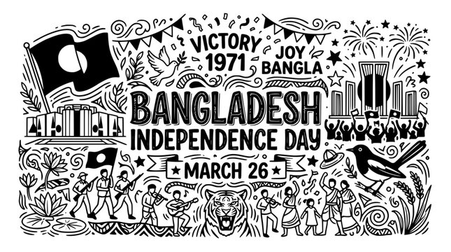 Bangladesh Independence Day Doodle Art - March 26