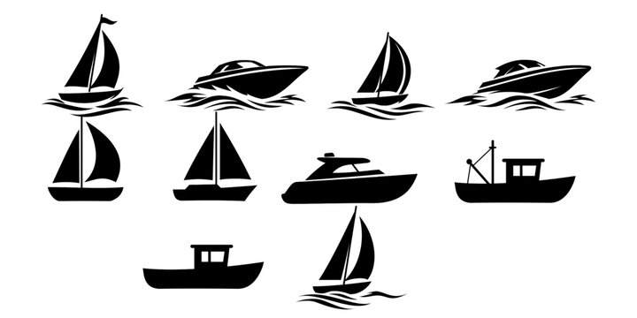 mega pack yacht simple silhouette
