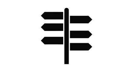 Directional signpost with multiple arrows black silhouette © Abir