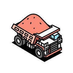 Cartoon red mining dump truck vehicle. © Cul