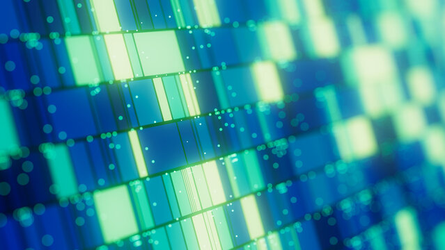 Abstract Data sorting Ai algorithm visualization. Big Data processed by Neural Network. Artificial Intelligence data flow analysis. Quantum technology processor.