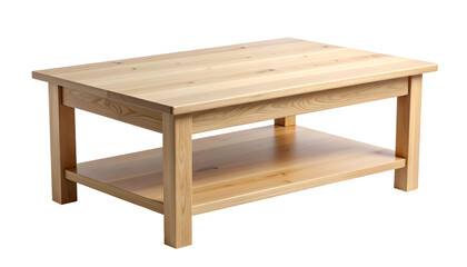 Fototapeta premium Wooden rectangular coffee table with a lower shelf, shot on a black background