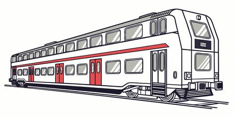 Double-decker passenger train on railway tracks with public transport hub passenger transport carriage commuter mobility transportation locomotive destination logistics railroad © Mamun