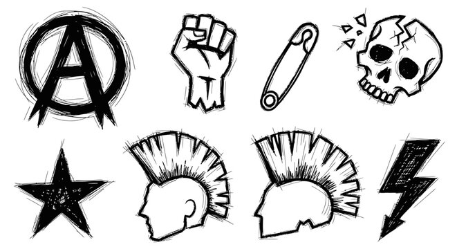 Punk rock symbols vector illustration