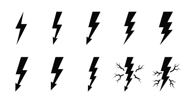 lightning bolt icons in various directions silhouette