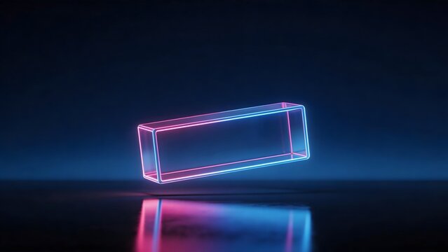 Neon glowing rectangular box
