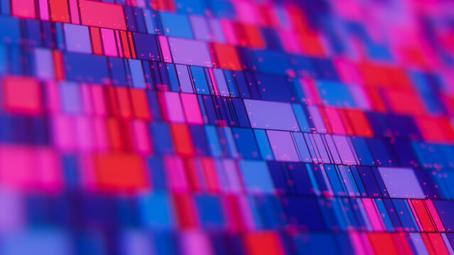 Abstract Data sorting Ai algorithm visualization. Big Data processed by Neural Network. Artificial Intelligence data flow analysis. Quantum technology processor.
