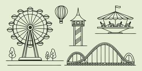 Amusement Park ferris wheel roller coaster carousel hot air balloon © Abu