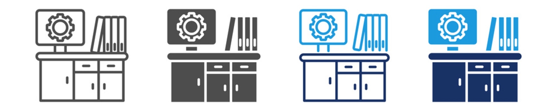 workstation icon set with multi concept