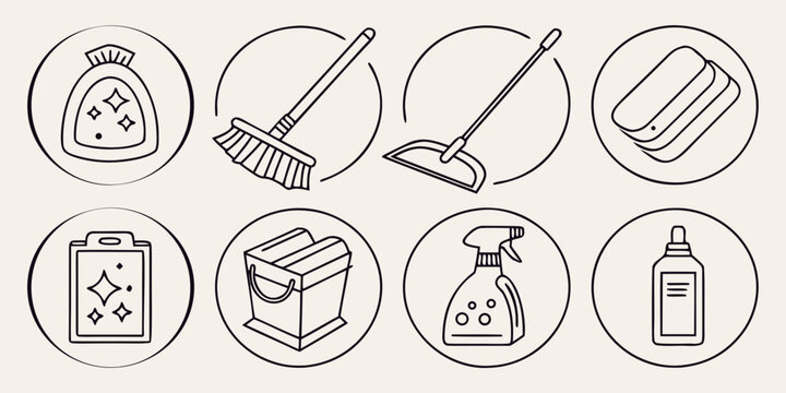 Cleaning tools and supplies broom dustpan sponge