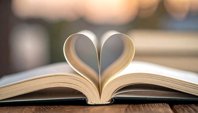 Book Pages in Heart Shape.